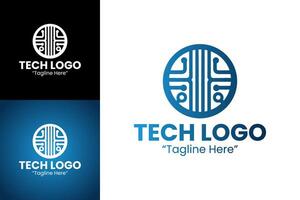Innovative Blue and White Tech Logo for Startups with Circuit Design Elements vector
