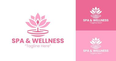 Professional Pink Lotus Spa Wellness Logo Design with Calm and Tranquil Vibes vector