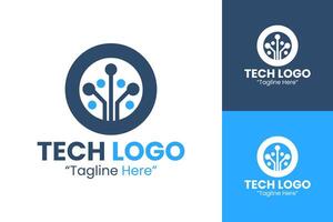 Customizable Tech Logos for Digital Solutions and Modern Enterprises vector