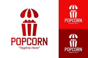 Modern Popcorn Logo Design in Red and White for Food and Movie Branding vector