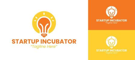 Modern and Dynamic Startup Incubator Logo with Lightbulb Symbol in Orange and Black vector