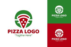 Simple and Clean Pizza Logo Design with Red and Green Colors for Branding vector