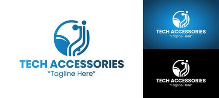 Modern and Professional Logo for Tech Accessories with a Connection Icon Design vector