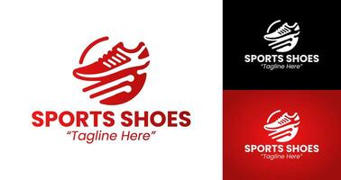 Dynamic Sports Shoes Logo with Red and Black Color Scheme for Branding and Marketing vector