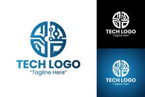 Sleek Modern Tech Logo with Abstract Lines and Blue Gradient vector