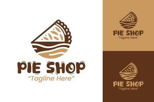 Artistic Pie Shop Logo Design with Minimalist and Professional Touch in Brown and Beige vector