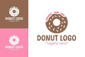 Charming Donut Shop Logo with Pink Icing and Brown Colors for Dessert Branding vector
