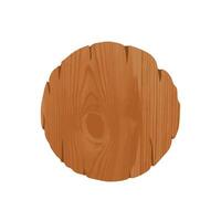 Empty round unhewn wooden signboard with place for information or advertisement. Old circular billboard isolated on white background. Decorative design element. Cartoon colorful illustration. vector