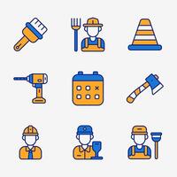 Labor Day Line Style Icons Set vector