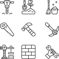 Labor icons in minimal style showing tools and industrial items vector