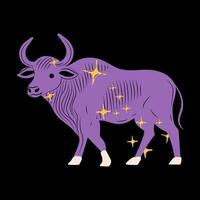 Magical astrological icon representing Taurus in a modern style vector
