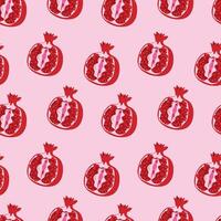 Seamless pattern with Garnet with outlines female labia. Vulva vector