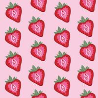 Seamless pattern with Strawberry Shaped Like a Vulva. Feminine Outline Design vector