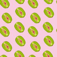 Seamless pattern with kiwi with outlines female labia. Vulva vector
