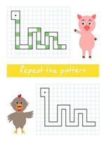 Repeat the pattern by example. Color the worm. vector