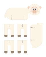 Sheep template for building for games. Sheep paper toy. vector