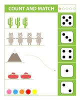 Count and match objects with alpaca. Numbers 1-5. vector