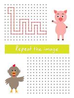 Repeat the image by example, connect dots with straight lines. Draw a worm. vector