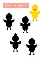 Find the shadow of the duck. Educational game for attention. vector