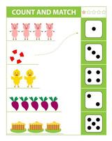 Count and match objects with pig. Numbers 1-5. vector