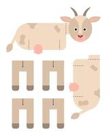 Goat template for building for games. Goat paper toy. vector