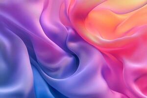 Macro Image of Smooth Flowing Silk Fabric with Bright Colors photo