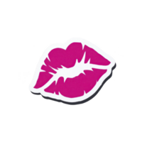 Vibrant pink lips sticker with bold outline, symbolizing playful and romantic expression. design is simple yet striking, perfect for adding touch of fun to any surface png