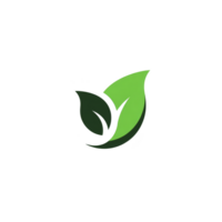 Simple, elegant logo features two overlapping green leaves, symbolizing nature and growth. design conveys sense of freshness and eco friendliness, ideal for environmental branding png