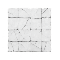 Grid of cracked white stone tiles is arranged in square pattern, creating textured and aged appearance. tiles have visible cracks and irregular edges, adding rustic charm png