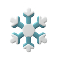 3D illustration of snowflake with blue and white color scheme, featuring symmetrical design and soft edges, evoking sense of winter and cold png