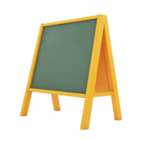 Frame chalkboard with vibrant yellow frame, perfect for displaying messages or menus. green writing surface is blank, offering versatile space for creativity and communication png