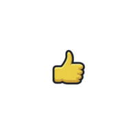 Yellow thumbs up emoji on transparent background symbolizes approval or agreement. simple design is universally recognized and often used in digital communication png