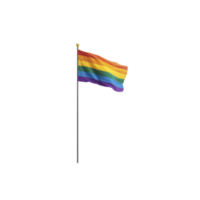 Vibrant rainbow flag waves proudly against clear background, symbolizing diversity and inclusion. flag features six horizontal stripes in red, orange, yellow, green, blue, and purple png