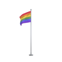vibrante arco Iris bandeira ondas orgulhosamente em alta mastro de bandeira, simbolizando diversidade e inclusão. bandeira cores ficar de pé Fora contra Claro fundo, representando unidade e orgulho png
