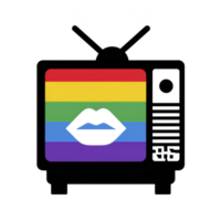 Retro television with rainbow flag screen and black lips icon symbolizes diversity and inclusion in media. vibrant colors and bold design convey message of pride and acceptance png
