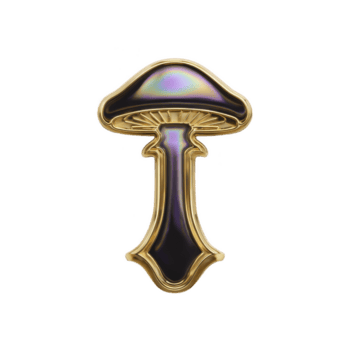 brillante, metallico fungo perno con oro schema e iridescente superficie, riflettendo leggero nel vario colori. design è elegante e moderno, aggiungendo toccare di fantasia e eleganza png