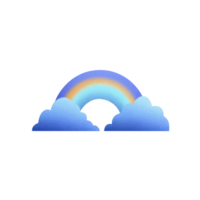 Vibrant rainbow arches over fluffy blue clouds, creating cheerful and whimsical scene. gradient colors of rainbow contrast beautifully with soft texture of clouds png