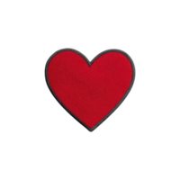 Red heart patch with black border, symbolizing love and affection, isolated on transparency background. This simple design is often used in fashion and crafts png