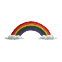 vibrante arco Iris com seis colorida arcos alongar entre dois fofo branco nuvens, simbolizando esperança e positividade. cores transição suavemente a partir de vermelho para roxo, criando alegre e inspirador png