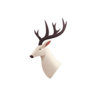 Stylized illustration of deer head with large antlers, featuring minimalist design and neutral colors, conveying sense of elegance and calm png