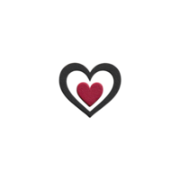 Red heart is nestled within black heart outline, symbolizing love and connection. simple design conveys warmth and affection, making it ideal for romantic themes png