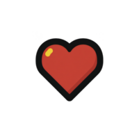 Red heart icon with black outline and glossy highlight, symbolizing love and affection. simple design is often used in digital communication to express emotions png