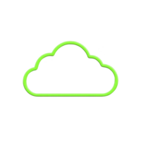 Bright green cloud outline on transparency background, symbolizing digital storage or cloud computing. simple design is modern and minimalistic, conveying sense of technology and innovation png