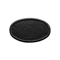 This shows black oval patch with textured surface and stitched edges, suitable for clothing or accessories. patch appears durable and versatile for various uses png