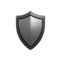 Sleek, metallic shield with glossy finish and subtle orange accents, symbolizing protection and security. design is modern and minimalistic, ideal for digital or graphic use png