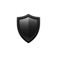 Sleek black shield icon with glossy finish. symbolizing protection and security. minimalist design is ideal for digital applications. conveying strength and safety png