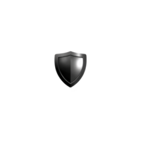 Sleek black shield icon with glossy finish, symbolizing protection and security. minimalist design is set against transparent background, ideal for digital use png