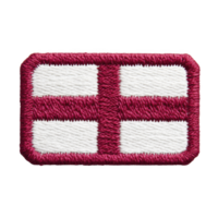 imagem mostra retangular bordado fragmento apresentando bandeira do Inglaterra, com vermelho Cruz transparência fundo. fragmento tem texturizado aparência e é projetado para de costura para fabric.inglaterra bandeira fragmento png