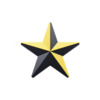 3D black and yellow star with glossy finish, featuring sharp edges and symmetrical design, creating modern and striking appearance png