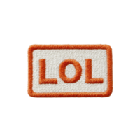 retangular bordado fragmento com texto ri muito dentro negrito laranja cartas é delineado de laranja fronteira, transmitindo brincalhão e humorístico vibração png